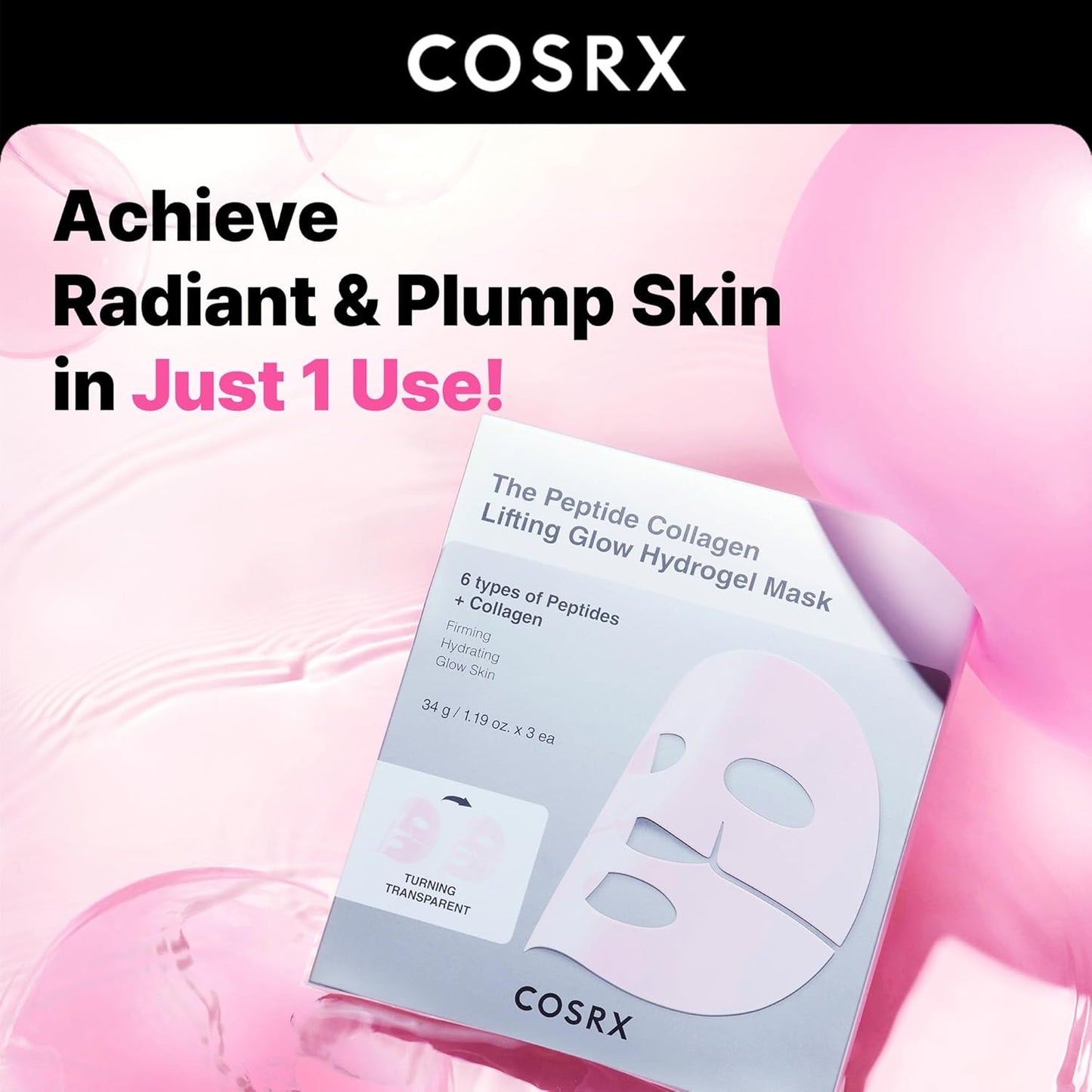 Cosrx The Peptide Collagen Lifting Glow Hydrogel Mask - Luvora