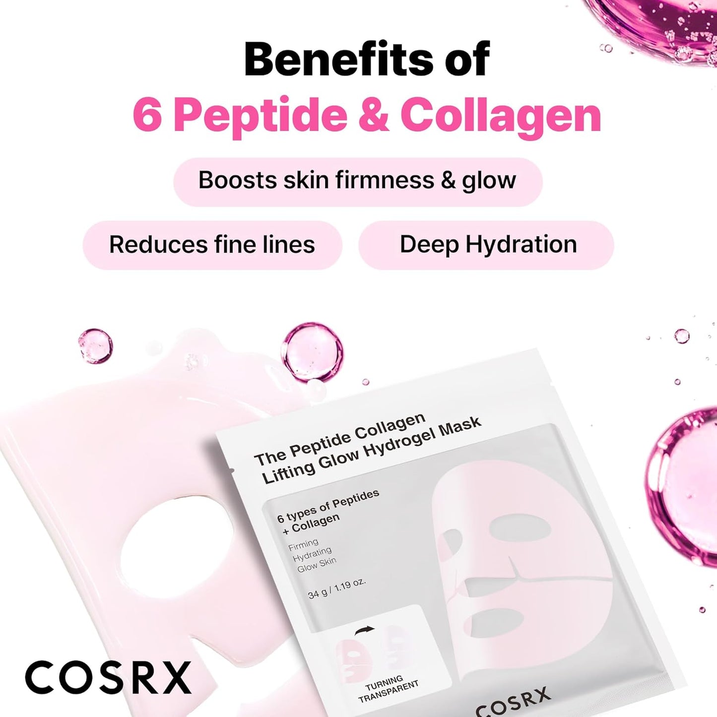 Cosrx The Peptide Collagen Lifting Glow Hydrogel Mask - Luvora