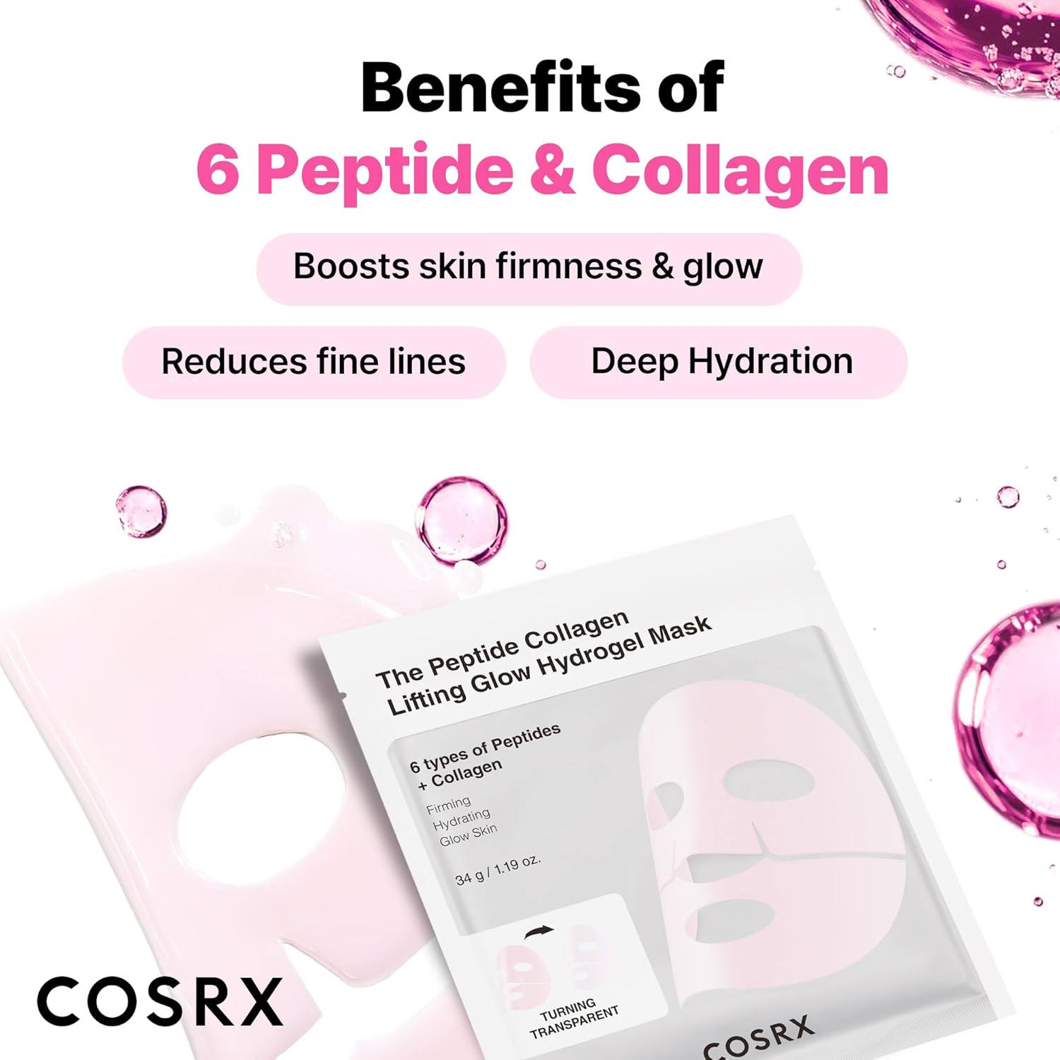 Cosrx The Peptide Collagen Lifting Glow Hydrogel Mask - Luvora